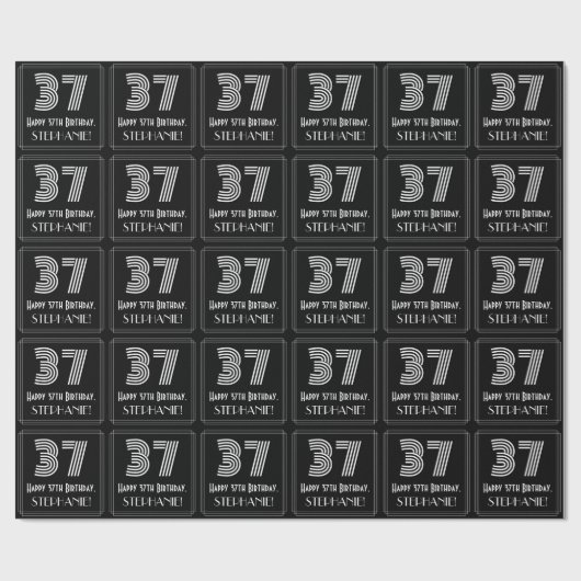 Papier Cadeau 37e anniversaire : Art Déco Inspiré Look "37" avec (Plat)