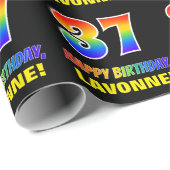 Papier Cadeau 37e anniversaire : Bold, amusant, simple, arc-en-c (Coin rond)