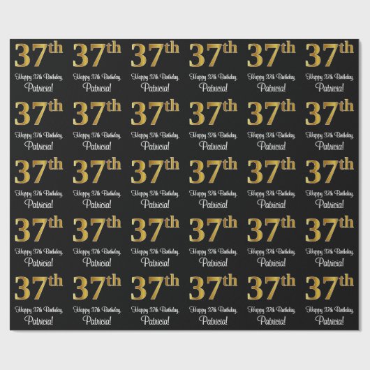 Papier Cadeau 37e anniversaire : Elégant luxe Faux Gold Look # (Plat)