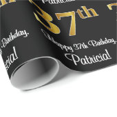 Papier Cadeau 37e anniversaire : Elégant luxe Faux Gold Look # (Coin rond)