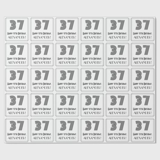 Papier Cadeau 37ème anniversaire : Art Déco Style inspiré "37" + (Plat)