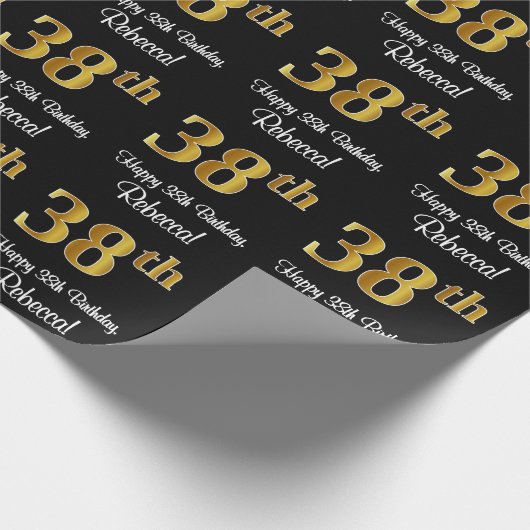 Papier Cadeau 38e anniversaire : Elégant luxe Faux Gold Look # (Coin)