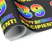 Papier Cadeau 39e anniversaire : Bold, amusant, simple, arc-en-c (Coin rond)