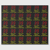 Papier Cadeau 39ème anniversaire : Rouge Digital Horloge Style " (Plat)