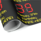 Papier Cadeau 39ème anniversaire : Rouge Digital Horloge Style " (Coin rond)