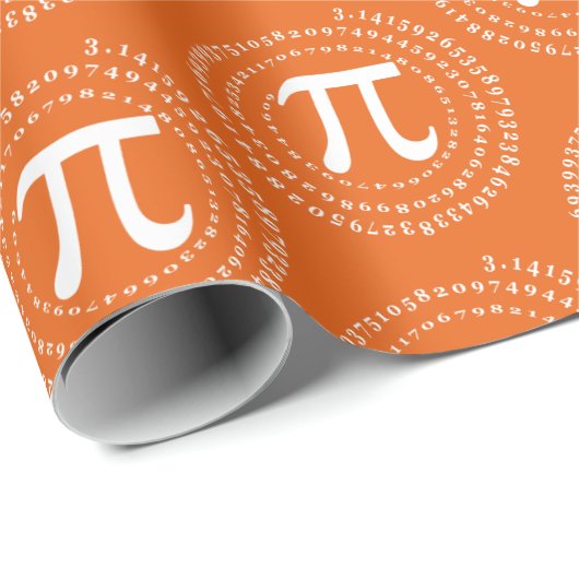 Papier Cadeau 3.14 Pi Numéro Spiral Orange Pi Jour (Coin rond)