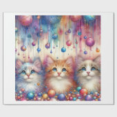 Papier Cadeau 3 chatons Papier à envelopper (Plat)