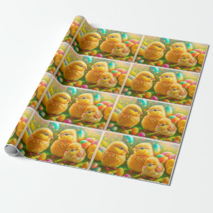 Papier Cadeau 3 Collection de poulet de Pâques