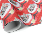 Papier Cadeau 3 Cute Kittens Père Noël Petit Helpers (Coin rond)
