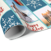 Papier Cadeau 3 Family Photo Collage Script Happy Holidays 2025 (Coin rond)