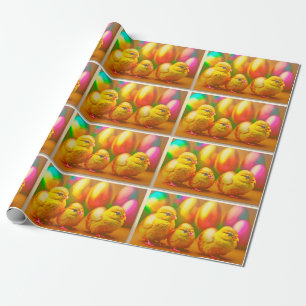 Papier Cadeau 3 Gold Little Easter Chicks Collection
