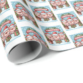 Papier Cadeau 3 petits cochons de Noël Joyeux Noël (Coin rond)