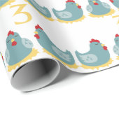 Papier Cadeau 3 poules françaises (Coin rond)