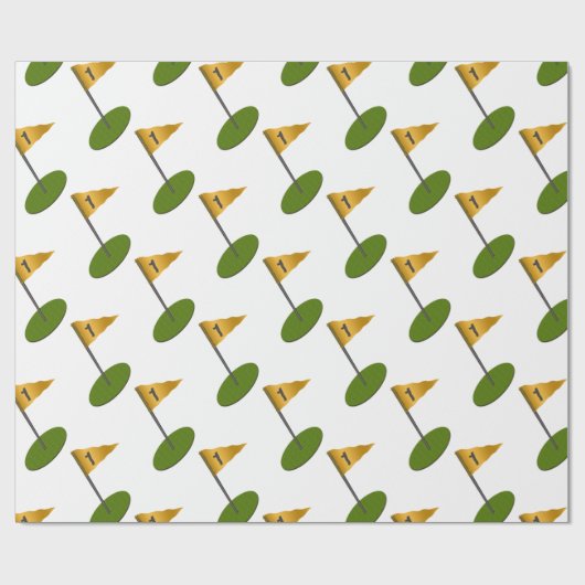 Papier Cadeau 3d mettre vert avec drapeau - trou en un. (Plat)