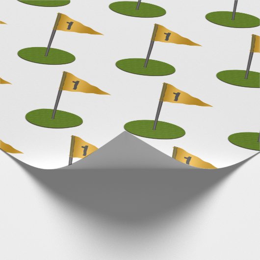 Papier Cadeau 3d mettre vert avec drapeau - trou en un. (Coin)