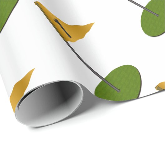 Papier Cadeau 3d mettre vert avec drapeau - trou en un. (Coin rond)