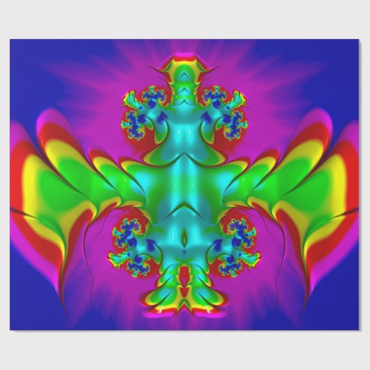Papier Cadeau ~ 3D Multicolore Fractal brillant ~ Noël (Plat)