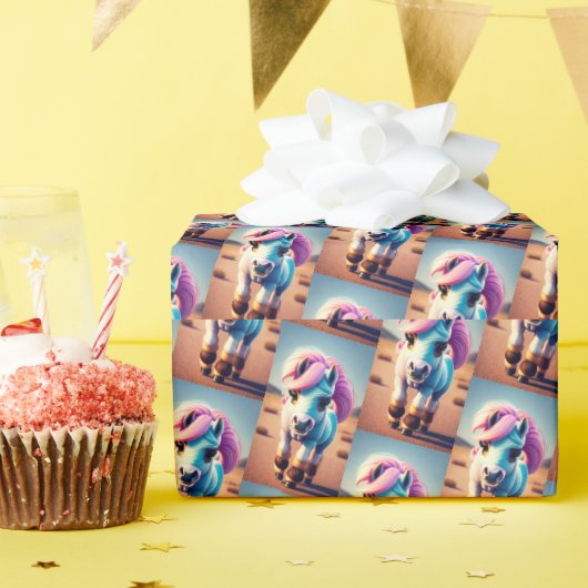 Papier Cadeau 3D Spirit Pony 4 (Fête d'anniversaire)