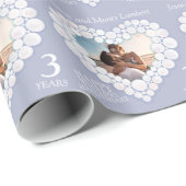 Papier Cadeau 3e anniversaire mariage coeur photo moonstone (Coin rond)