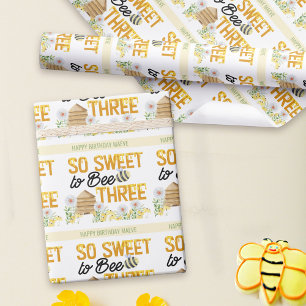 Papier Cadeau 3e anniversaire Tellement doux d'être trois Rucher