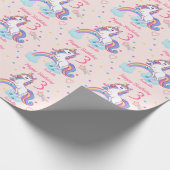 Papier Cadeau 3e anniversaire Unicorn Rainbow Pink (Coin)