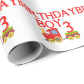 Papier Cadeau 3e Train Boy Birthday (Coin rond)