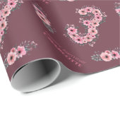 Papier Cadeau 3ème grand anniversaire fille Fleurs roses Fleurs (Coin rond)