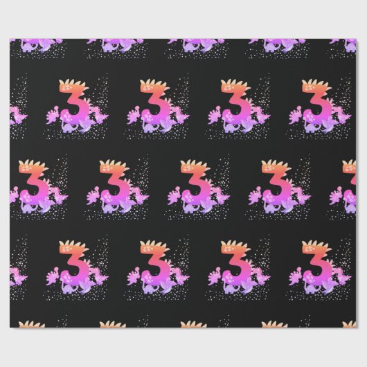 Papier Cadeau 3rd Birthday. Dinosaur Design. My third birthday. (Plat)