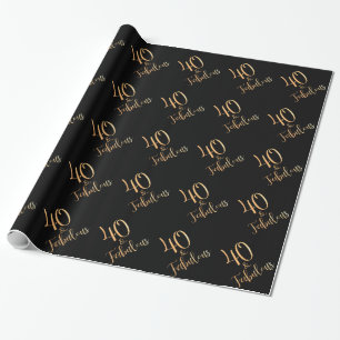 Papier Cadeau 40 ans et Fabuleux Paillettes d'Or Noires Annivers