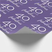 Papier Cadeau 40 et fabuleux 40e anniversaire violet et blanc (Coin)