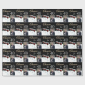 Papier Cadeau 40 Red Wine Glass Photo 40th Birthday (Plat)