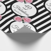 Papier Cadeau 40 roses roses roses noires rayures blanches (Coin)