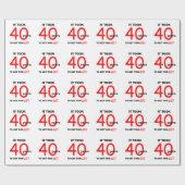 Papier Cadeau 40e année Anniversaire Papier d'enveloppement cade (Plat)