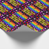 Papier Cadeau 40e anniversaire : Amour Hearts Motif, Arc en ciel (Coin)