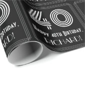 Papier Cadeau 40e anniversaire : Art Déco inspiré look "40" avec (Coin rond)