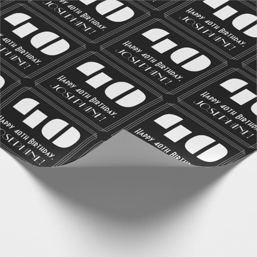 Papier Cadeau 40e anniversaire : Art Déco Inspiré Look "40" & No (Coin)
