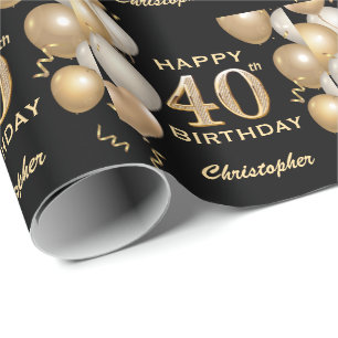 Papier Cadeau 40e anniversaire Ballons de Parties scintillant no