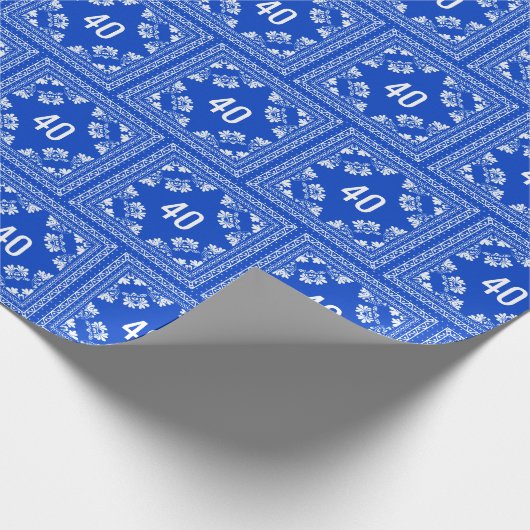 Papier Cadeau 40e anniversaire Bandana bleue (Coin)