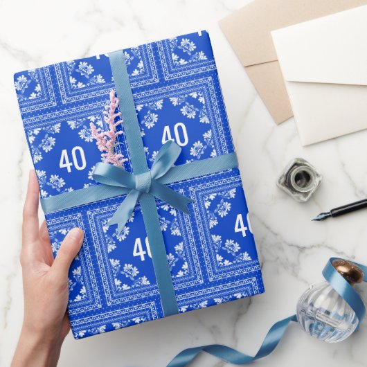 Papier Cadeau 40e anniversaire Bandana bleue (Cadeaux)