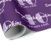 Papier Cadeau 40e Anniversaire Chic Purple Custom (Coin rond)