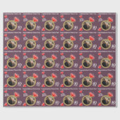 Papier Cadeau 40e anniversaire de mariage rubis bague photo pers (Plat)