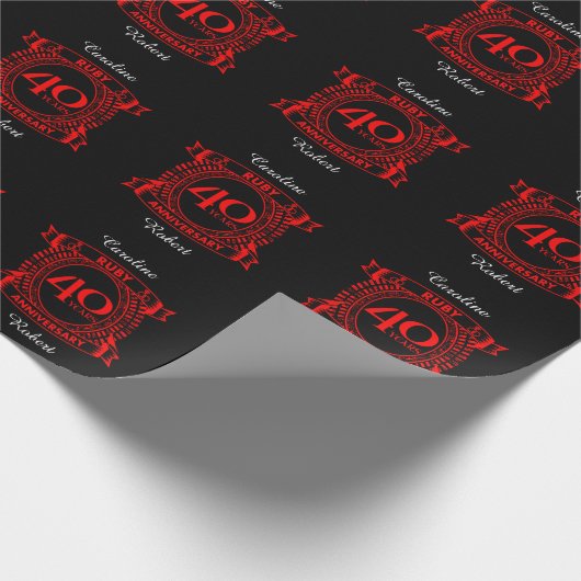 Papier Cadeau 40e anniversaire du mariage ruby crest (Coin)
