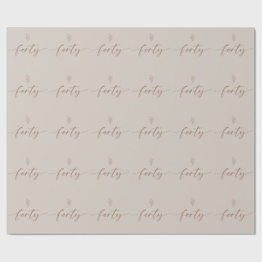 Papier Cadeau 40e anniversaire Elégant minimal Boho (Plat)
