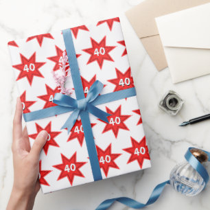 Papier Cadeau 40e anniversaire Étoile Rouge