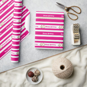 Papier Cadeau 40e anniversaire femme en or rose