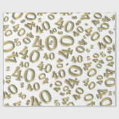 Papier Cadeau 40e anniversaire Gold/Blanc Random Numéro Motif 40 (Plat)