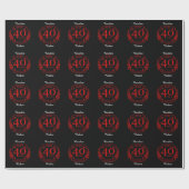 Papier Cadeau 40e ANNIVERSAIRE Mariage RUBY (Plat)