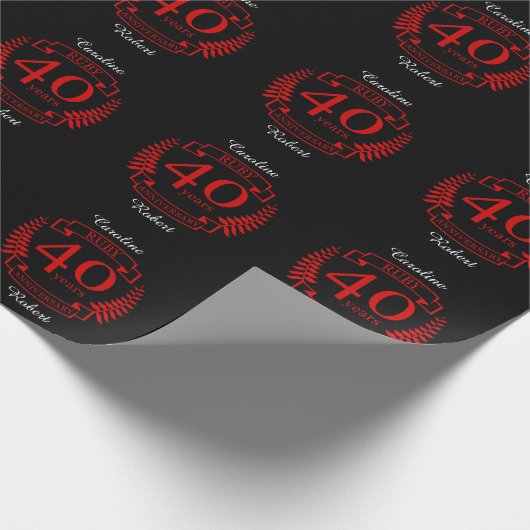 Papier Cadeau 40e ANNIVERSAIRE Mariage RUBY (Coin)