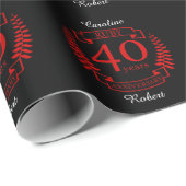 Papier Cadeau 40e ANNIVERSAIRE Mariage RUBY (Coin rond)
