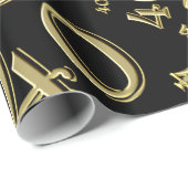 Papier Cadeau 40e anniversaire noir/or Random Numéro Motif 40 (Coin rond)